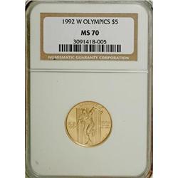 1992-W G$5 Olympic Gold Five Dollar Deep Cameo PR70 NGC