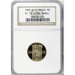 1992-W G$5 Olympic Gold Five Dollar Deep Cameo PR70 NGC