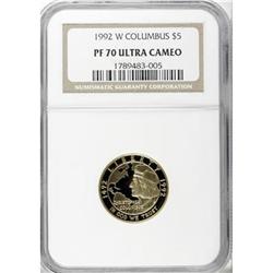 1992-W G$5 Columbus Gold Five Dollar Deep Cameo PR70 NG