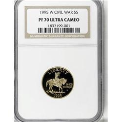 1995-W G$5 Civil War Gold Five Dollar Deep Cameo PR70 P