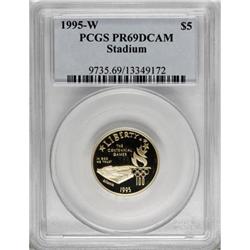 1995-W G$5 Olympic/Stadium Gold Five Dollar Deep Cameo