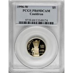 1996-W G$5 Olympic/Cauldron Gold Five Dollar Deep Cameo