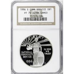 1996-S $1 Community Service Silver Dollar Deep Cameo PR