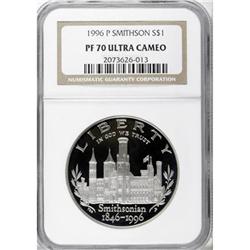 1996-P $1 Smithsonian Silver Dollar Deep Cameo PR70 NGC