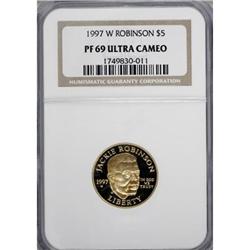 1997-W G$5 Jackie Robinson Gold Five Dollar Deep Cameo