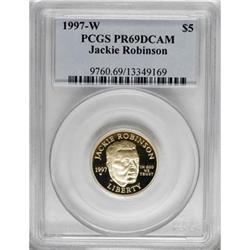 1997-W G$5 Jackie Robinson Gold Five Dollar Deep Cameo