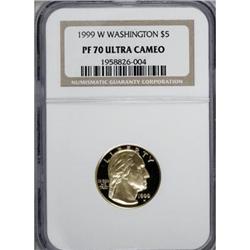 1999-W G$5 Washington Gold Five Dollar Deep Cameo PR70