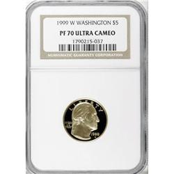 1999-W G$5 Washington Gold Five Dollar Deep Cameo PR70