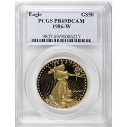 1986-W G$50 One-Ounce Gold Eagle Deep Cameo PR69 PCGS