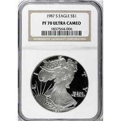 1987-S $1 Silver Eagle Deep Cameo PR70 NGC