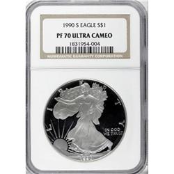 1990-S $1 Silver Eagle Deep Cameo PR70 NGC