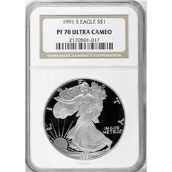1991-S $1 Silver Eagle Deep Cameo PR70 NGC