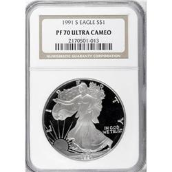 1991-S $1 Silver Eagle Deep Cameo PR70 NGC