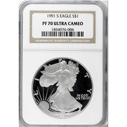 1991-S $1 Silver Eagle Deep Cameo PR70 NGC