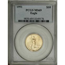 1991 G$10 Quarter-Ounce Gold Eagle MS69 PCGS