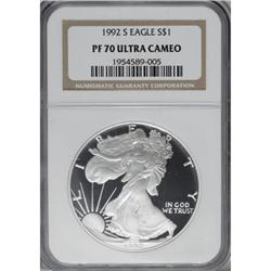 1992-S $1 Silver Eagle Deep Cameo PR70 NGC