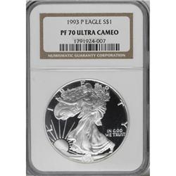 1993-P $1 Silver Eagle Deep Cameo PR70 NGC