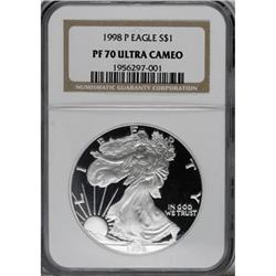 1998-P $1 Silver Eagle Deep Cameo PR70 NGC