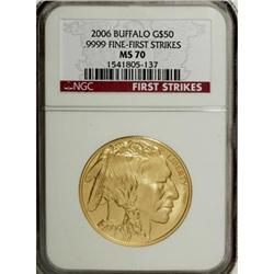 2006 $50 Buffalo One-Ounce Gold MS70 NGC
