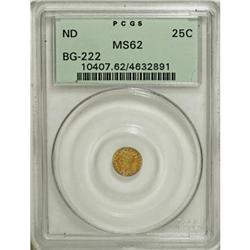 Undated 25C Liberty Round 25 Cents, BG-222, R.2, MS62