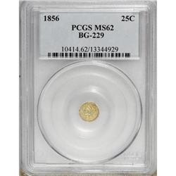 1856 25C Liberty Round 25 Cents, BG-229, R.4, MS62 PCG