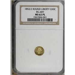 1853 50C BG-409 MS62 NGC