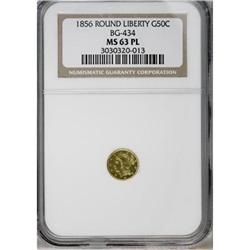 1856 50C Liberty Round 50 Cents, BG-434, Low R.4, MS63