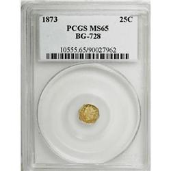 1873 25C Liberty Octagonal 25 Cents, BG-728, R.3, MS65