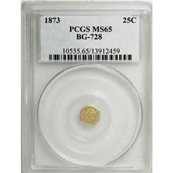 1873 25C Liberty Octagonal 25 Cents, BG-728, R.3, MS65