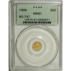 1868 25C Liberty Octagonal 25 Cents, BG-747, High R.5,