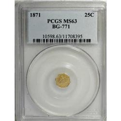 1871 25C Liberty Octagonal 25 Cents, BG-771, Low R.6,