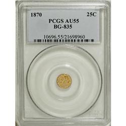 1870 25C Liberty Round 25 Cents, BG-835, R.3, AU55 PCG
