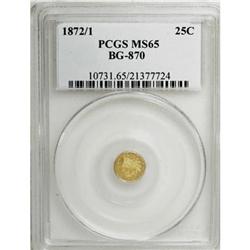 1872/1 25C Indian Round 25 Cents, BG-870, R.3, MS65 PC
