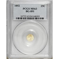 1852 25C Indian Round 25 Cents, BG-891, Low R.5, MS63