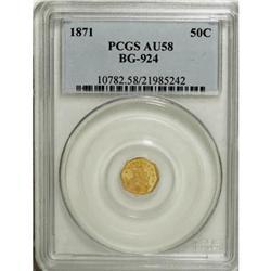 1871 50C Liberty Octagonal 50 Cents, BG-924, R.3, AU58