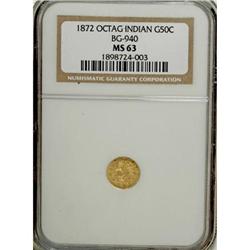 1872 50C Indian Octagonal 50 Cents, BG-940, R.4, MS63