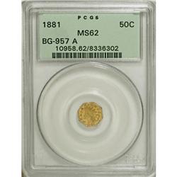 1881 50C Indian Octagonal 50 Cents, BG-952B MS62 PCGS