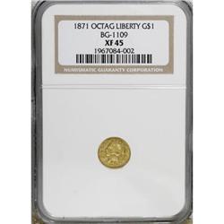 1871 $1 Liberty Octagonal 1 Dollar, BG-1109, Low R.4,