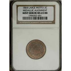 1864 2C Large Motto Red and Brown MS65 NGC