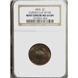 1865 2C Brown MS64 NGC
