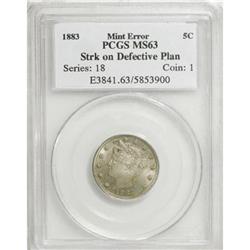 1883 5C No Cents MS63 PCGS
