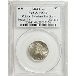 1883 5C No Cents MS64 PCGS