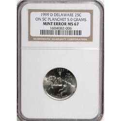 1999-D 25C Delaware MS67 NGC