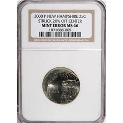 2000-P 25C New Hampshire MS66 NGC
