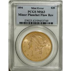 1894 $20 MS63 PCGS