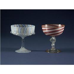 ITALIAN ART GLASS SHERBETS: Two fancy Italian art glass