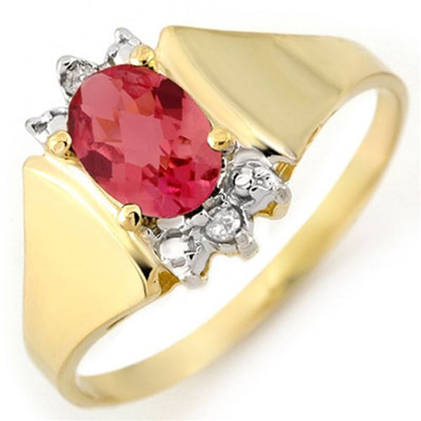 1.04 ctw Pink Tourmaline & Diamond Ring 14k Yellow Gold - REF-17F8M