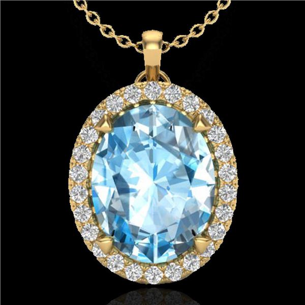 2.75 ctw Sky Blue Topaz & Micro VS/SI Diamond Necklace 18k Yellow Gold - REF-36R8K