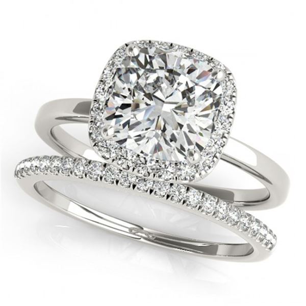 0.8 ctw Certified VS/SI Cushion Diamond 2pc Set Halo 14k White Gold - REF-107M6G