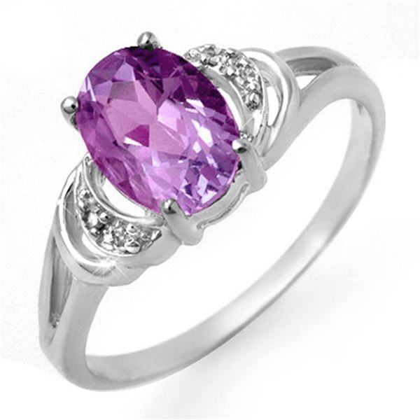 1.05 ctw Amethyst & Diamond Ring 10k White Gold - REF-10G8W